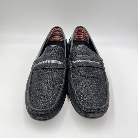 Stacy Adam Mens Corby Black Slip On Perforated Driving Style Loafers Shoes 9.5 - Picture 2 of 13